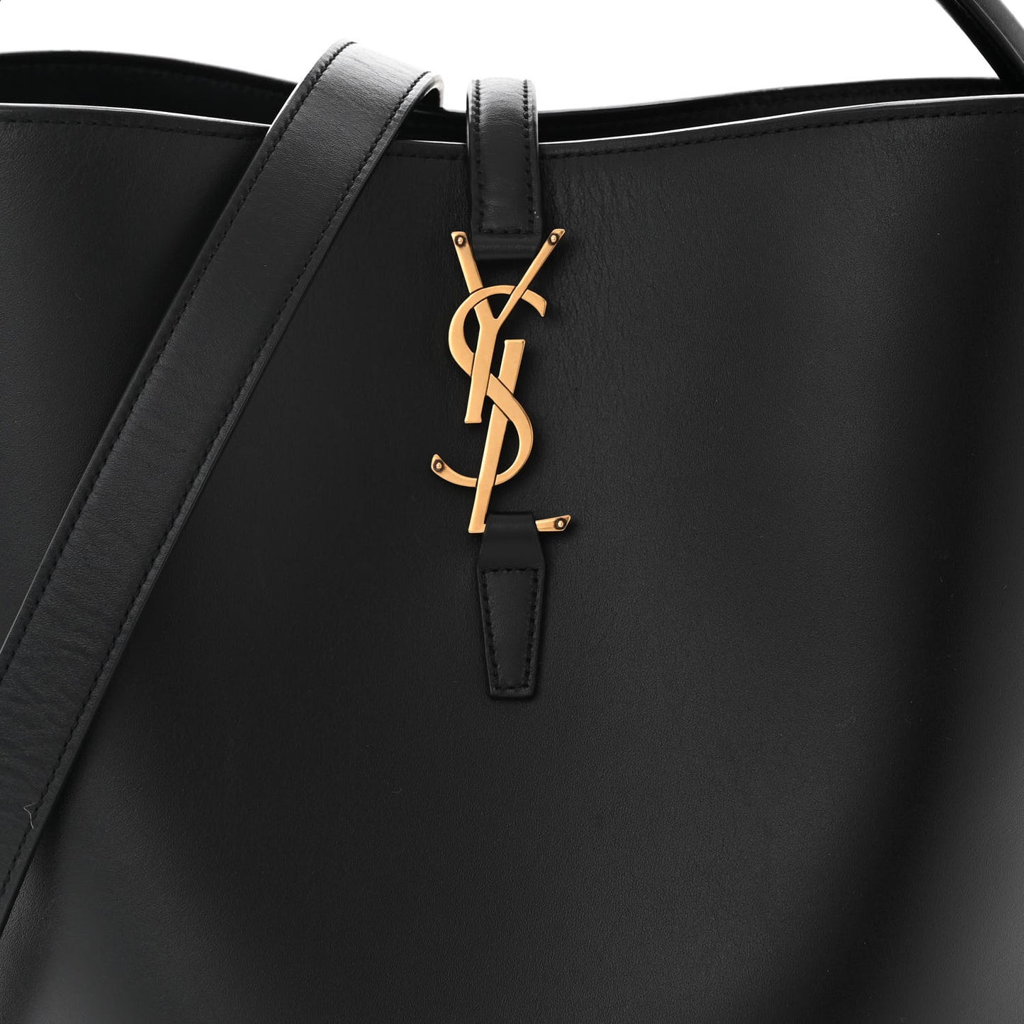 Smooth Shiny Calfskin Monogram Le 37 Bucket Bag Black
