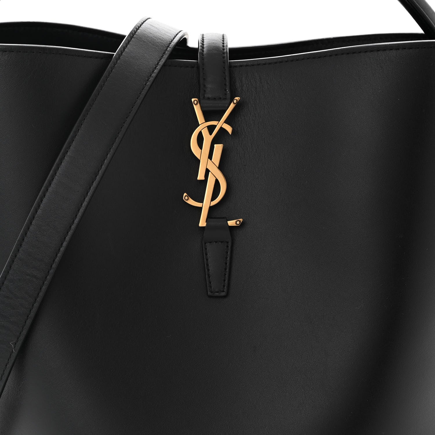 Saint Laurent Smooth Shiny Calfskin Monogram Le 37 Bucket Bag Black 8 of 10