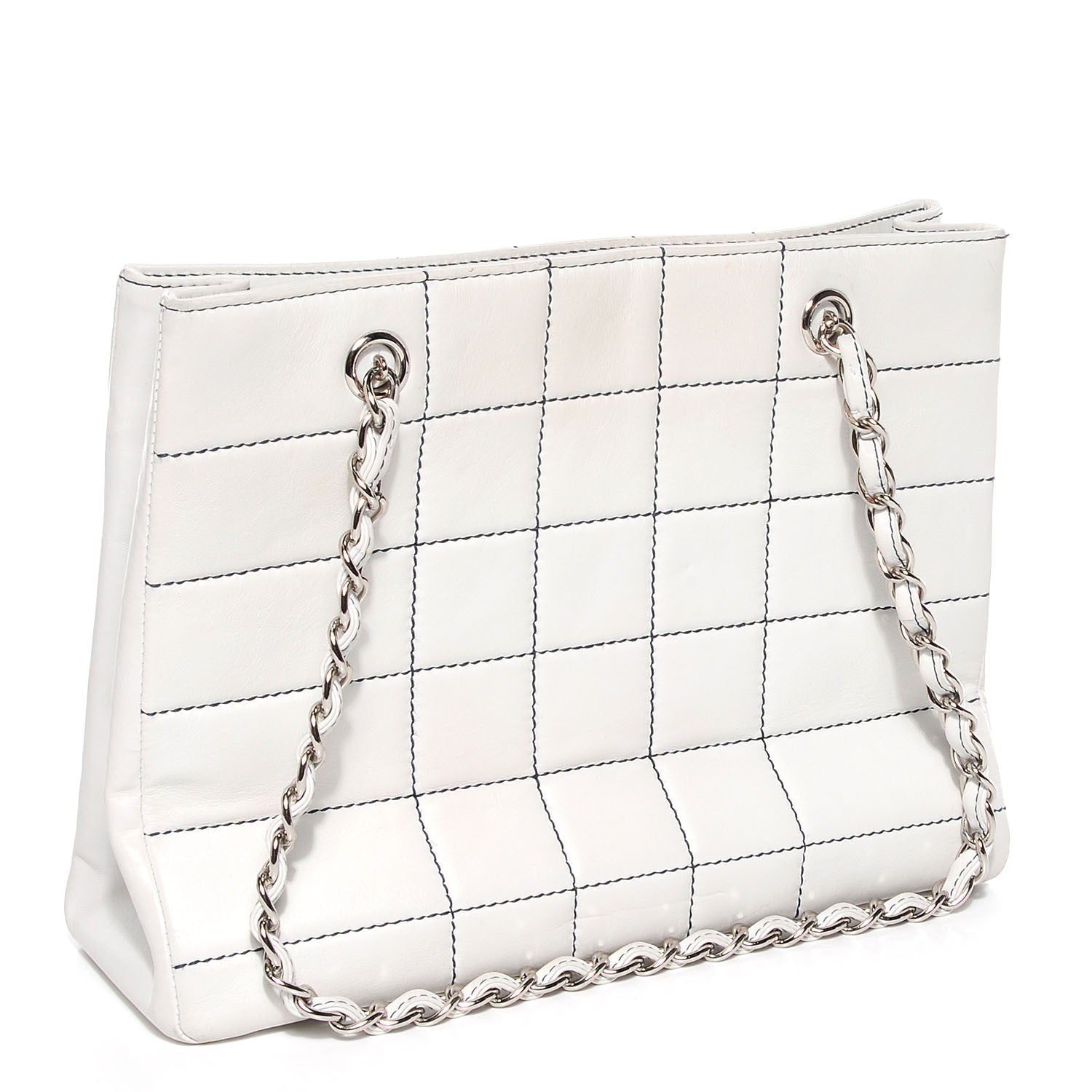Chanel Lambskin Contrast Stitched Shopping Tote White 3 of 7