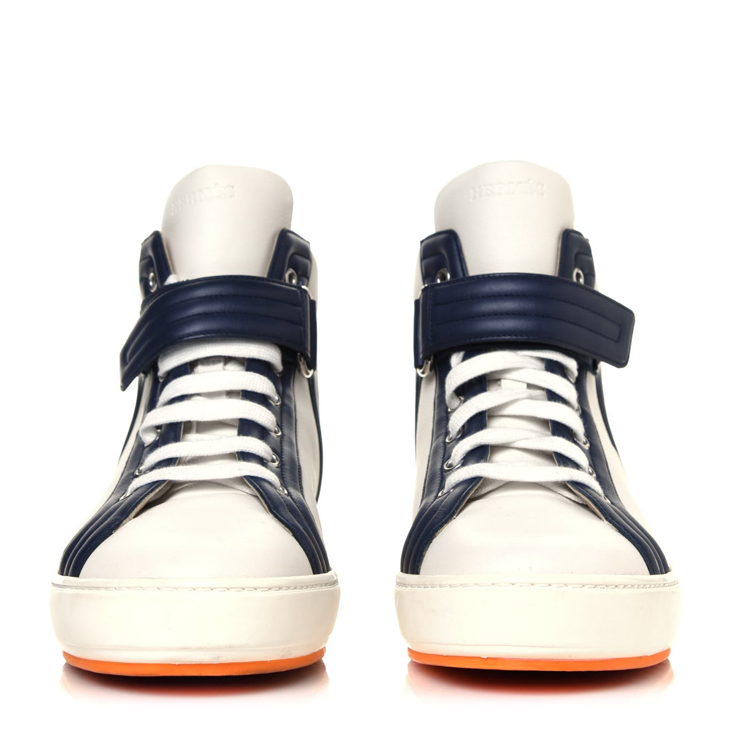 Calfskin Mens High Top Lions Sneakers 42.5 White Indigo
