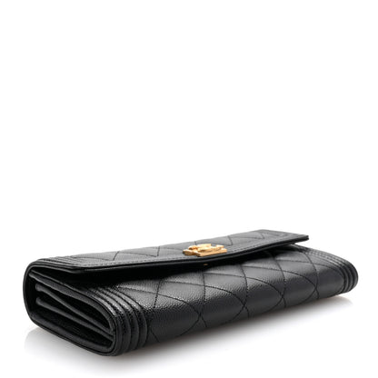 Chanel Caviar Quilted Large Boy Gusset Flap Wallet Black 4 of 8