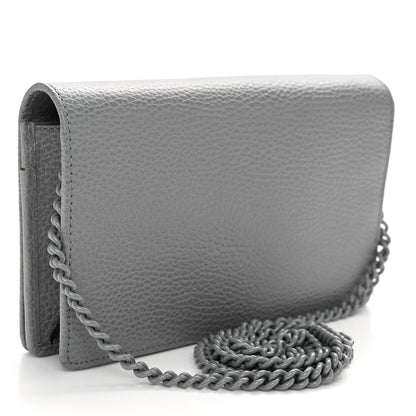 Gucci Dollar Calfskin Enamel Monochrome Mini GG Marmont Chain Wallet Deep Grey 3 of 10