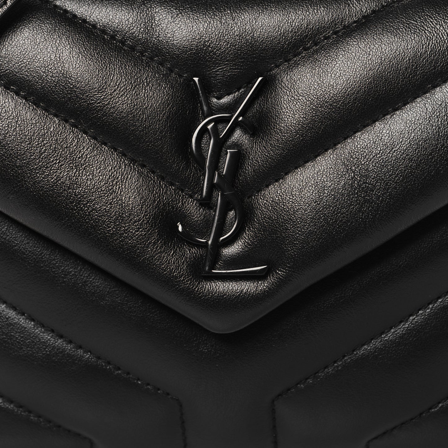 Calfskin Y Quilted Monogram Monochrome Toy Loulou Crossbody Bag Black