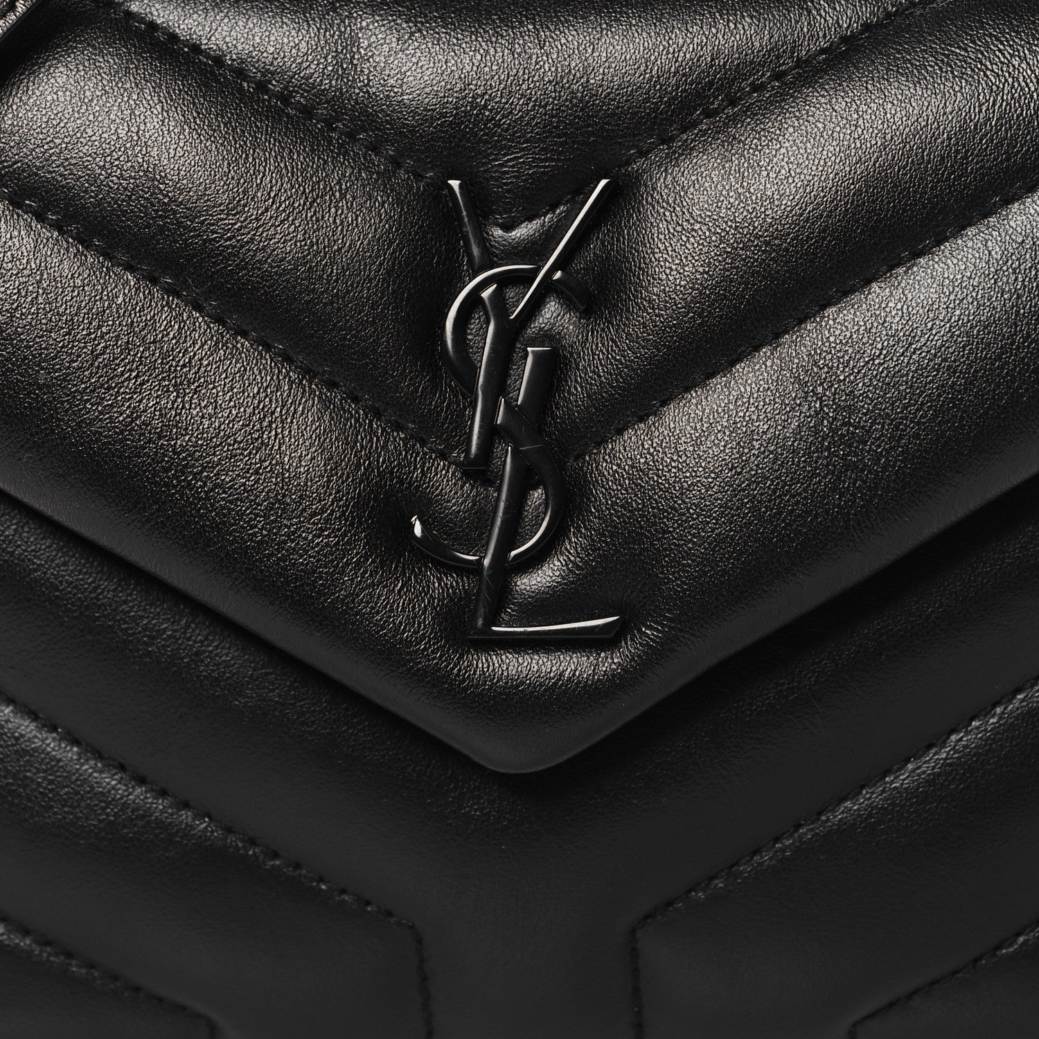 Saint Laurent Calfskin Y Quilted Monogram Monochrome Toy Loulou Crossbody Bag Black 8 of 11