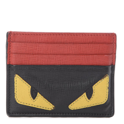 Fendi Vitello Elite Monster Eyes Card Holder Black Yellow Red 1 of 4