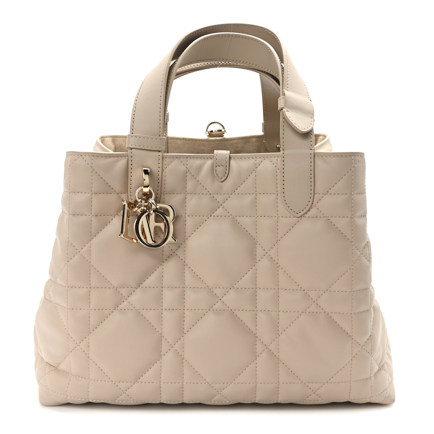 Calfskin Macrocannage Medium Toujour Powder Beige