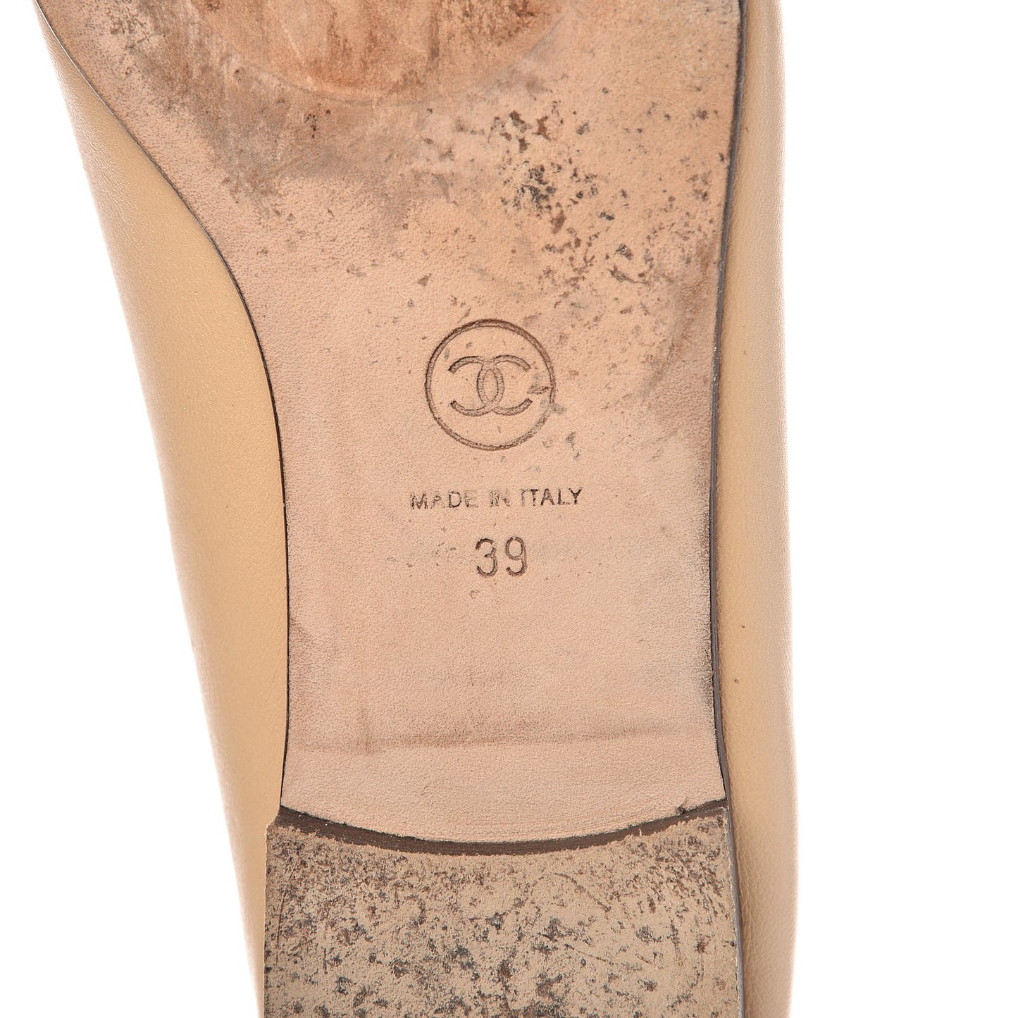 Lambskin Cap Toe Ballerina Flats 39 Beige Black