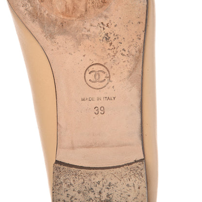 Chanel Lambskin Cap Toe Ballerina Flats 39 Beige Black 8 of 12