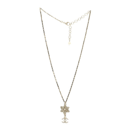 Chanel Crystal CC Flower Drop Necklace White 3 of 5
