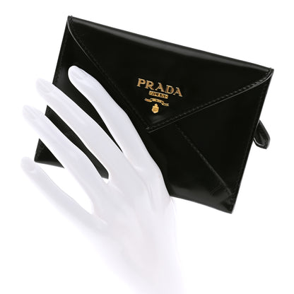 Prada Spazzolato Metal Envelope Compact Wallet Black 2 of 8