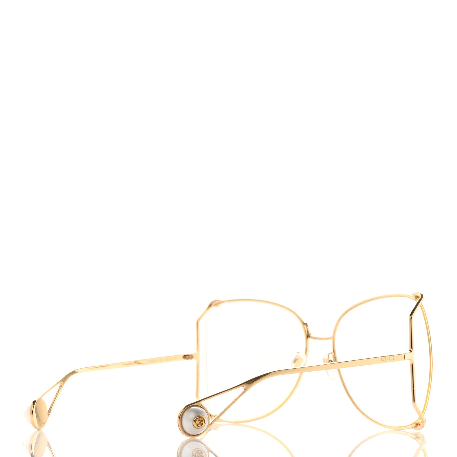 Gucci Metal Oversized Round Sunglasses GG0252S Gold 3 of 7