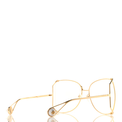 Gucci Metal Oversized Round Sunglasses GG0252S Gold 3 of 7