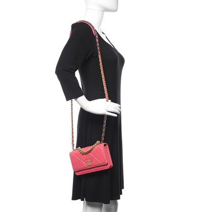 Chanel Lambskin Quilted 19 Wallet On Chain WOC Pink 2 of 13