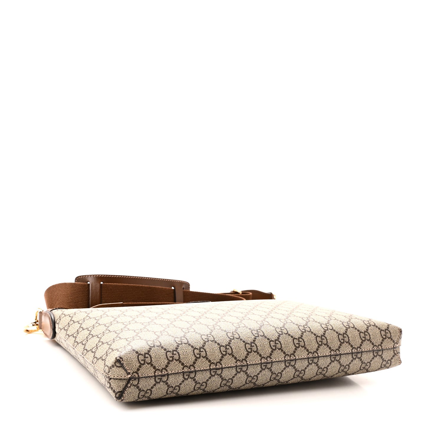 GG Supreme Monogram Azalea Calfskin Retro Interlocking G Wristlet Messenger Bag Beige Ebony Brown Sugar