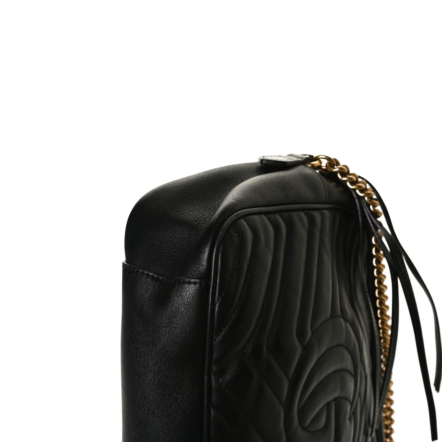 Gucci Calfskin Matelasse Medium GG Marmont Chain Shoulder Bag Black 24 of 27
