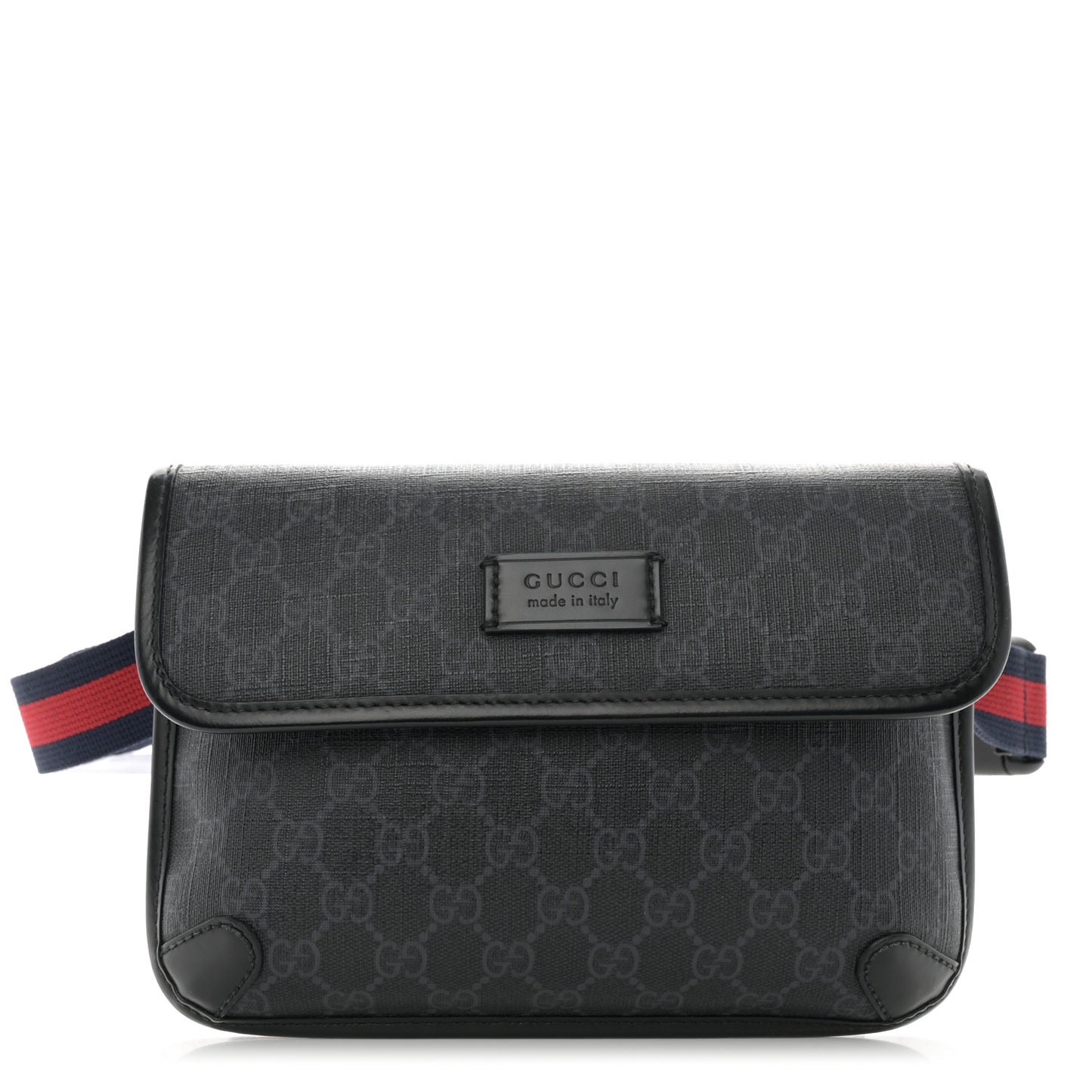 GG Supreme Monogram Web Slim Belt Bag Black Grey