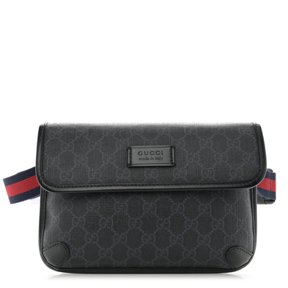 Gucci GG Supreme Monogram Web Slim Belt Bag Black Grey 1 of 11