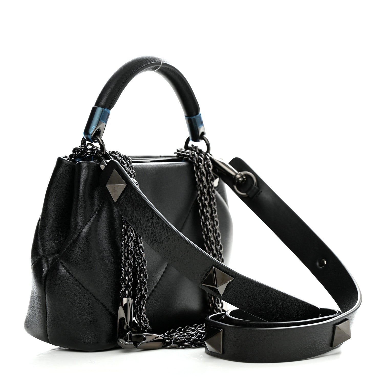 Valentino Garavani Nappa Monochrome Mini Roman Stud The Handle Bag Black 3 of 8