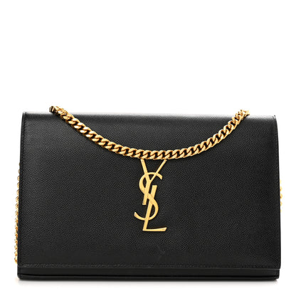 Saint Laurent Grain De Poudre Monogram Chain Wallet Black 1 of 17