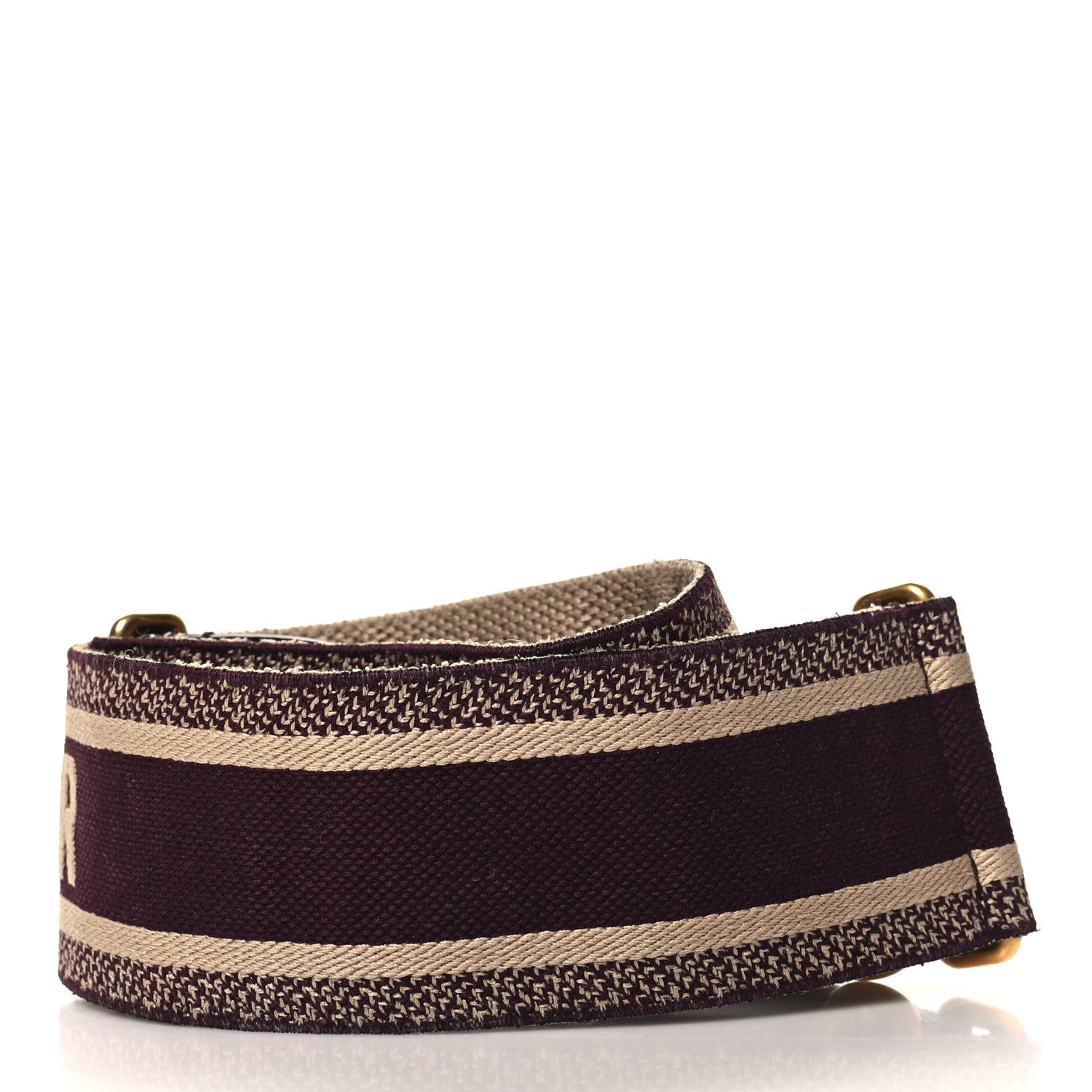Christian Dior Canvas Embroidered Shoulder Strap Burgundy 2 of 4