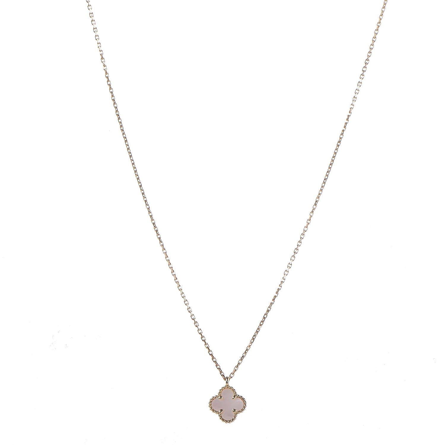 Van Cleef & Arpels 18K Yellow Gold Mother of Pearl Sweet Alhambra Pendant Necklace 1 of 8