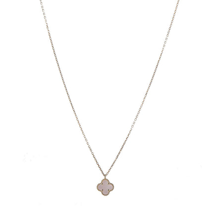 Van Cleef & Arpels 18K Yellow Gold Mother of Pearl Sweet Alhambra Pendant Necklace 1 of 8