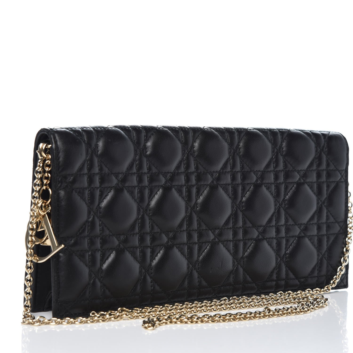 Christian Dior Lambskin Cannage Lady Dior Convertible Clutch Black 3 of 11
