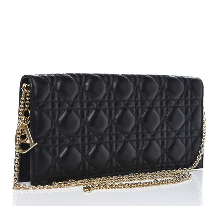 Christian Dior Lambskin Cannage Lady Dior Convertible Clutch Black 3 of 11