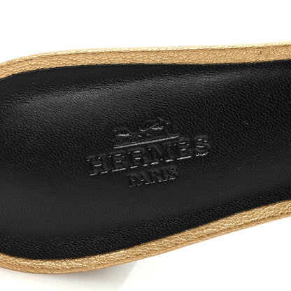 Hermes Metallic Goatskin Oasis Sandals 37 Dore 7 of 8
