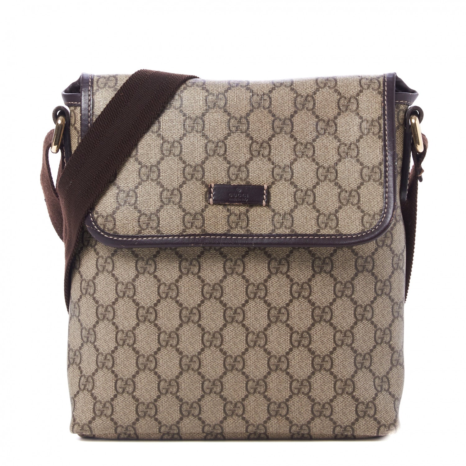 Gucci GG Plus Monogram Small Flap Messenger Bag Beige Dark Brown 1 of 9