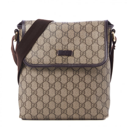 Gucci GG Plus Monogram Small Flap Messenger Bag Beige Dark Brown 1 of 9
