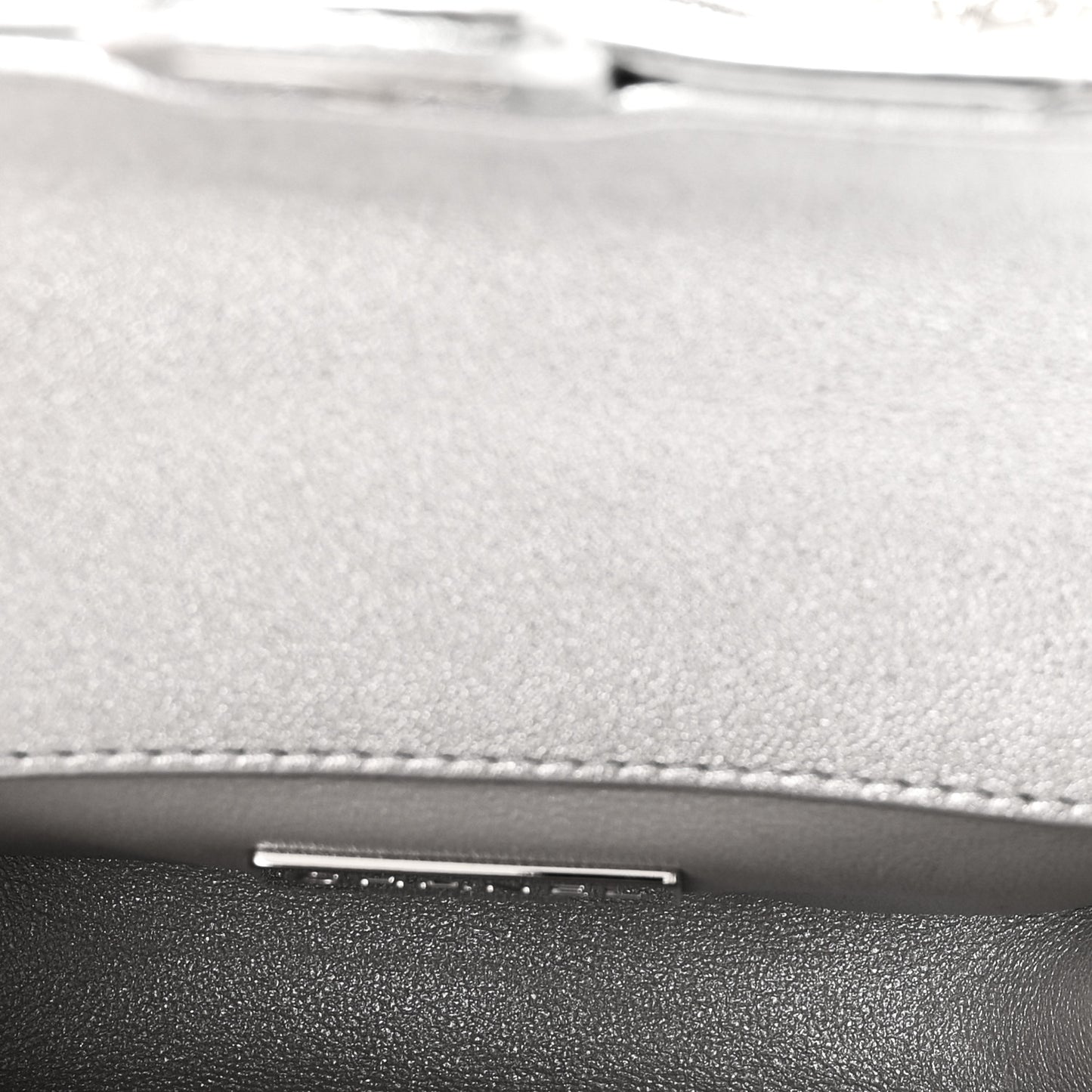 Mirror Calfskin Small Top Handle Clutch With Chain Silver