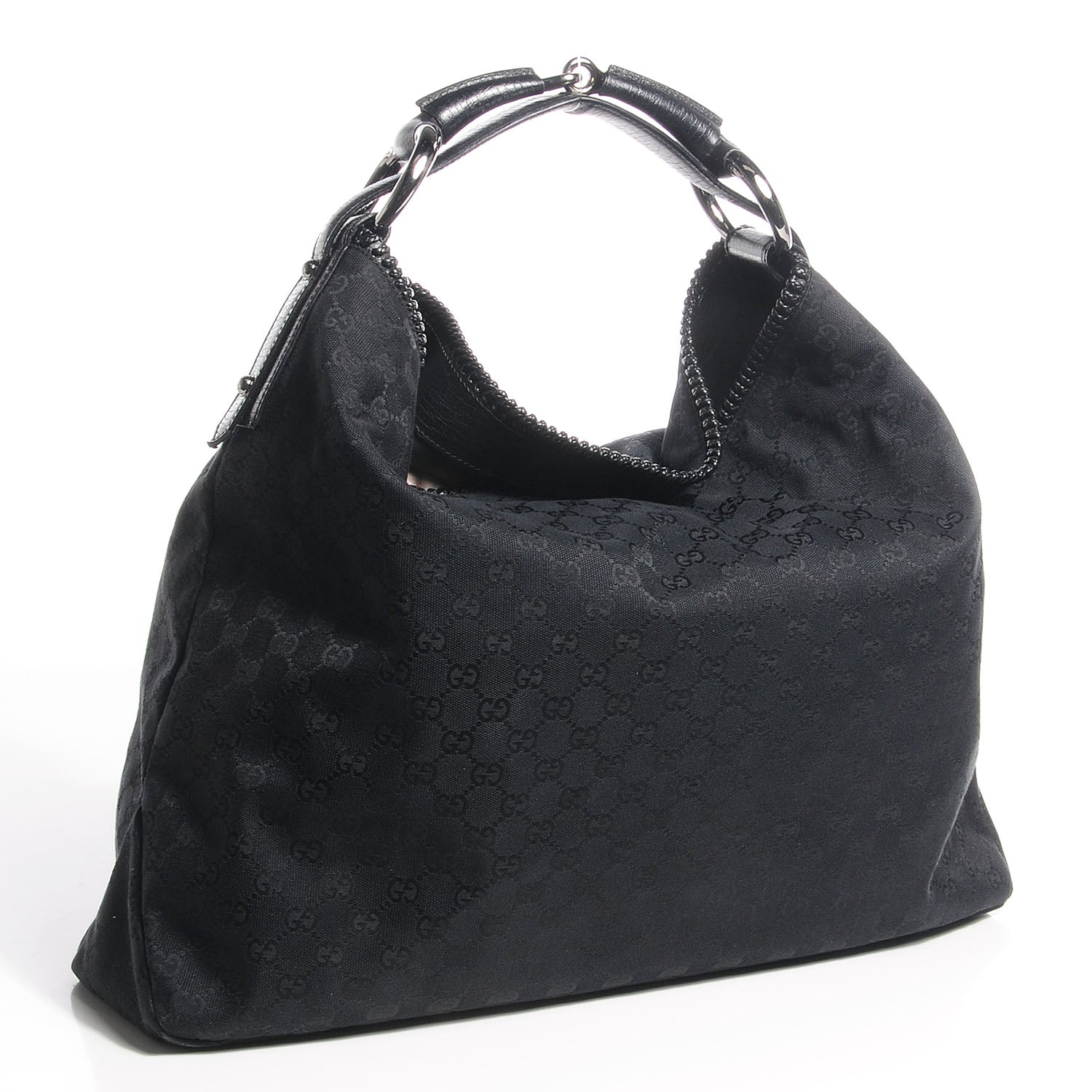Gucci Monogram Large Horsebit Chain Hobo Black 3 of 7