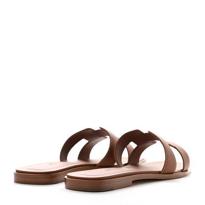 Hermes Box Calfskin Oran Sandals 38.5 Gold 4 of 10