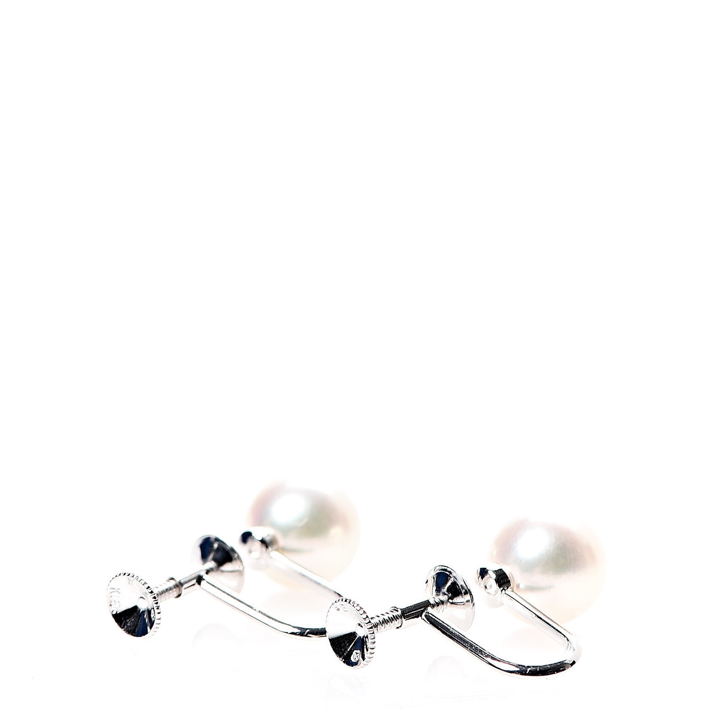 18K White Gold Akoya Pearl 8.5mm Screw Back Earrings