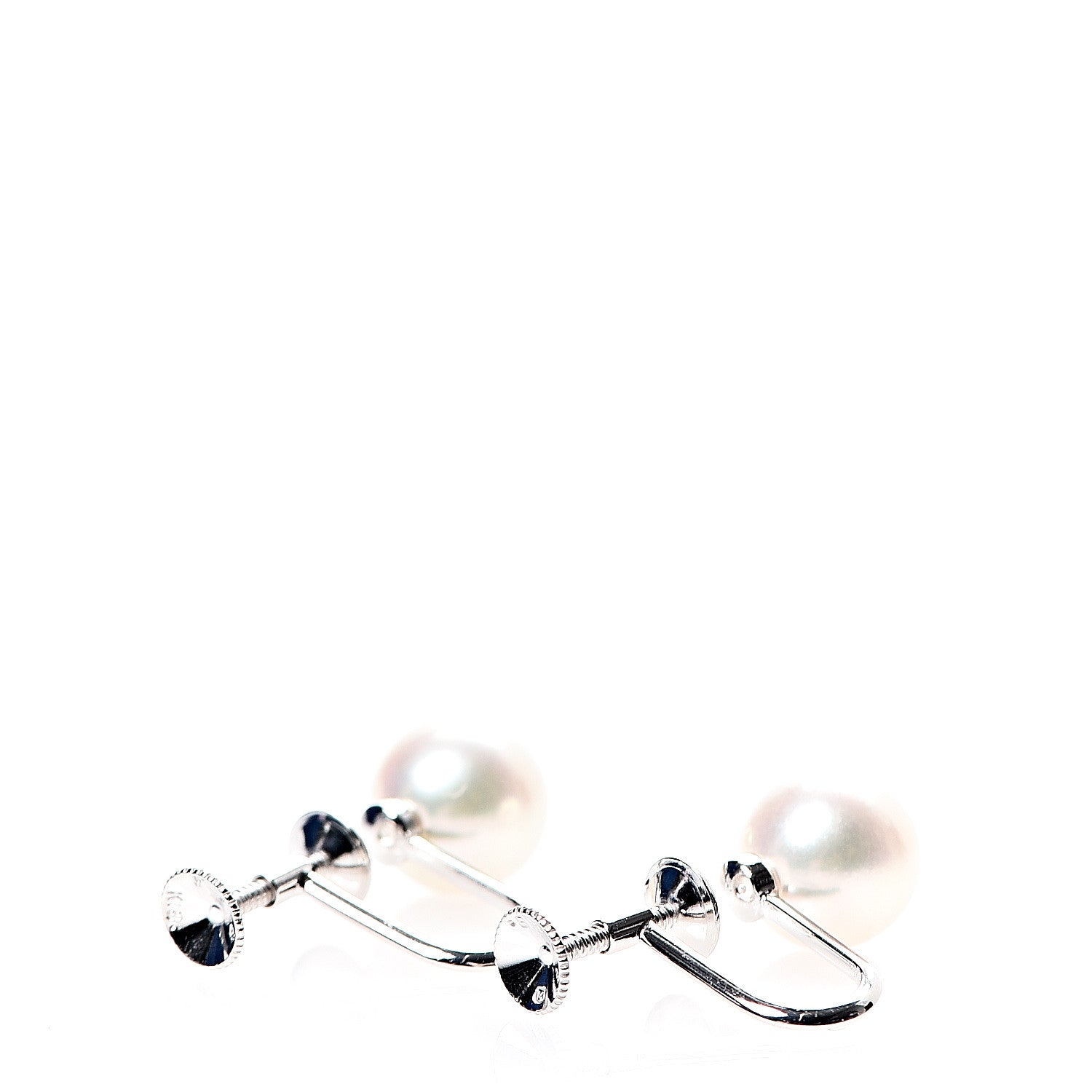 Mikimoto 18K White Gold Akoya Pearl 8.5mm Screw Back Earrings 3 of 5