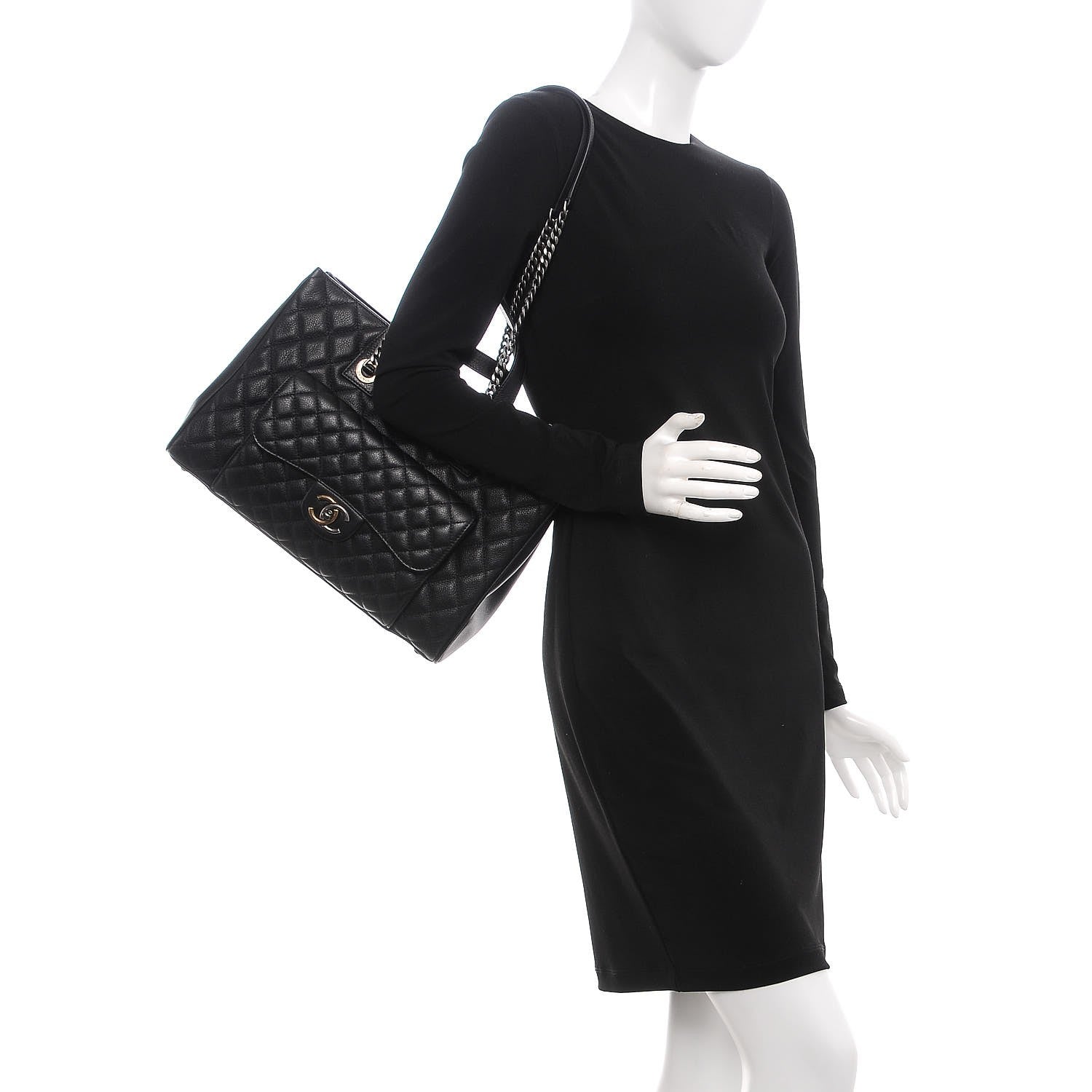 Chanel Caviar Quilted Large Casual Pocket Tote Black 2 of 8