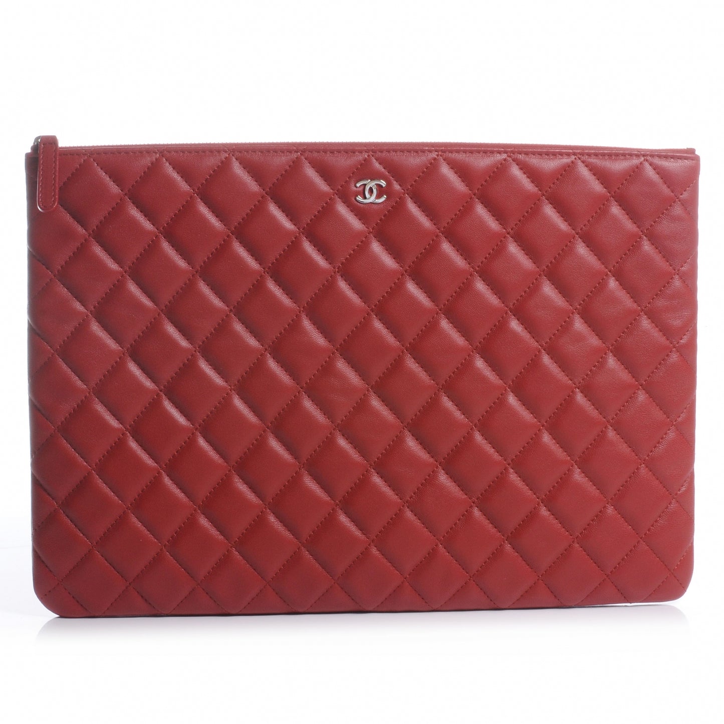 Lambskin Quilted Large Cosmetic Case Rouge