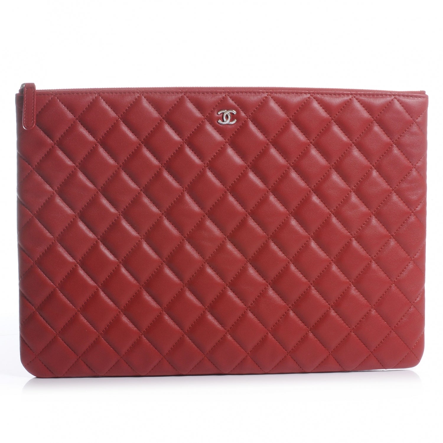 Chanel Lambskin Quilted Large Cosmetic Case Rouge 1 of 9