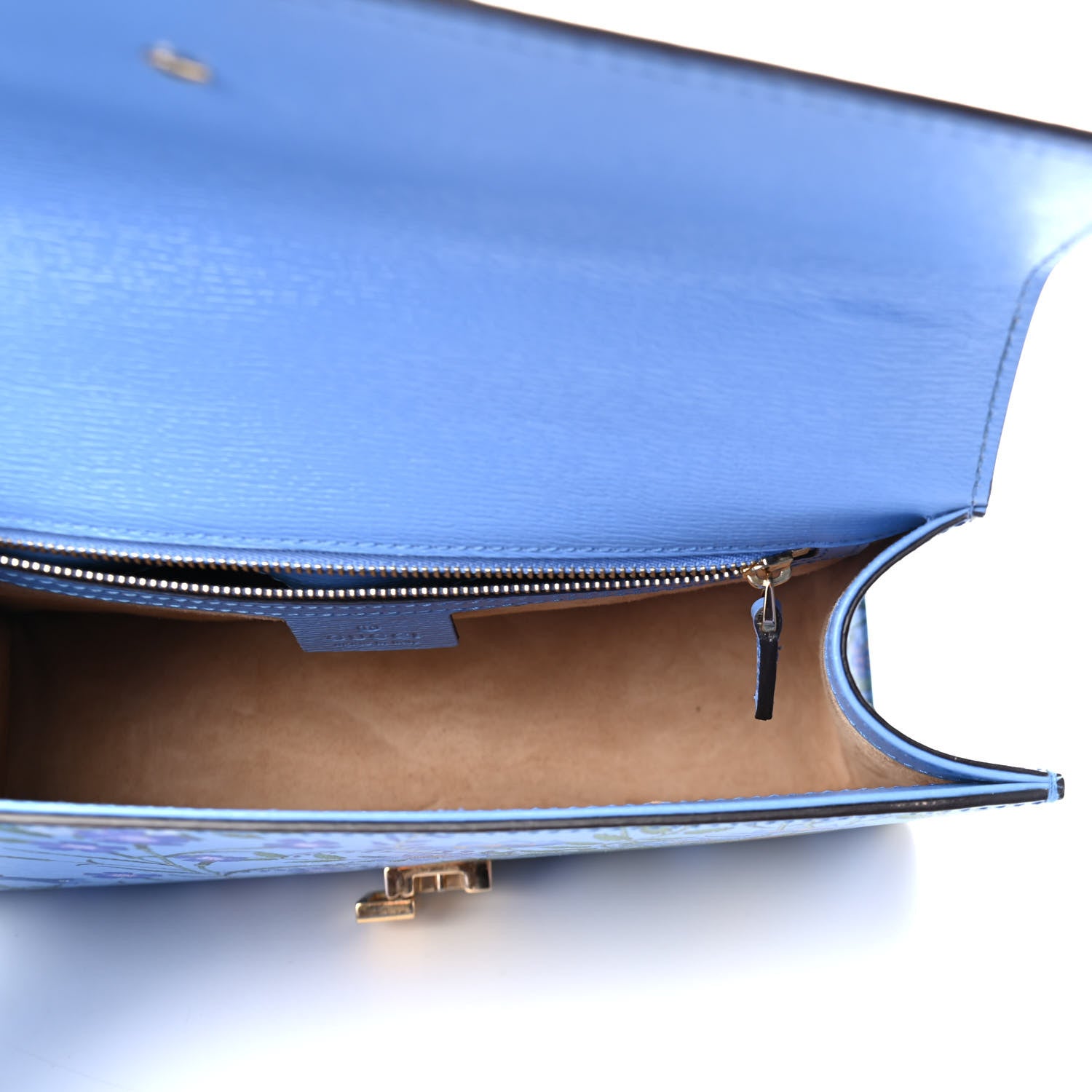 Gucci Calfskin New Flora Small Sylvie Shoulder Bag Blue 4 of 4