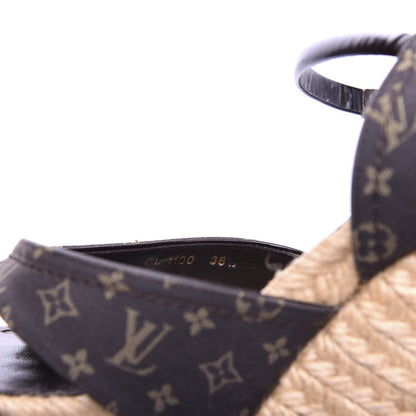 Louis Vuitton Monogram Idylle Majorca Espadrille Wedge Sandals 38.5 Fusain 11 of 12
