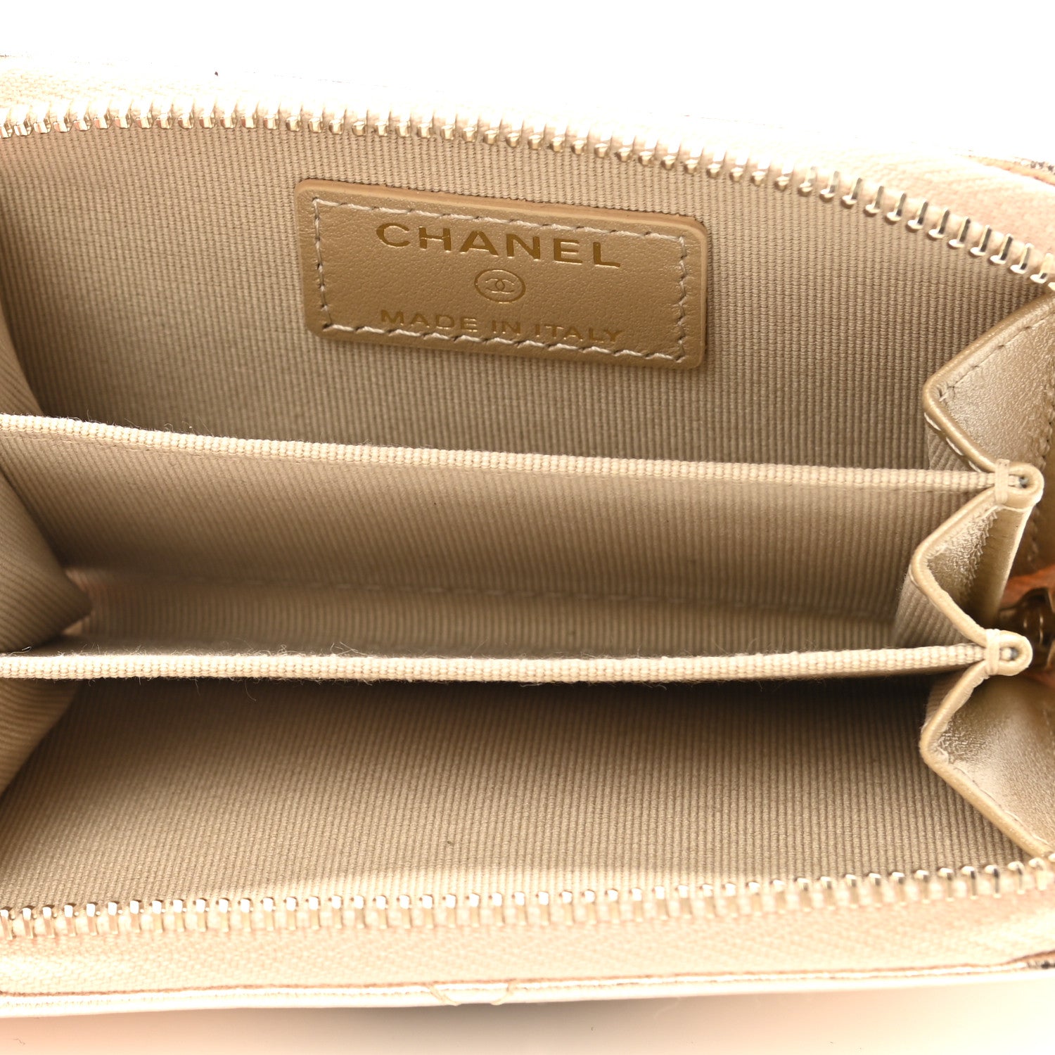 Chanel Metallic Lambskin Quilted Chanel 19 Zip Around Coin Purse Wallet Gold 5 of 7