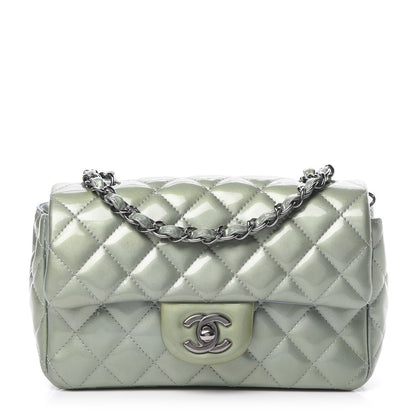 Chanel Patent Calfskin Quilted Mini Rectangular Flap Light Blue 1 of 15