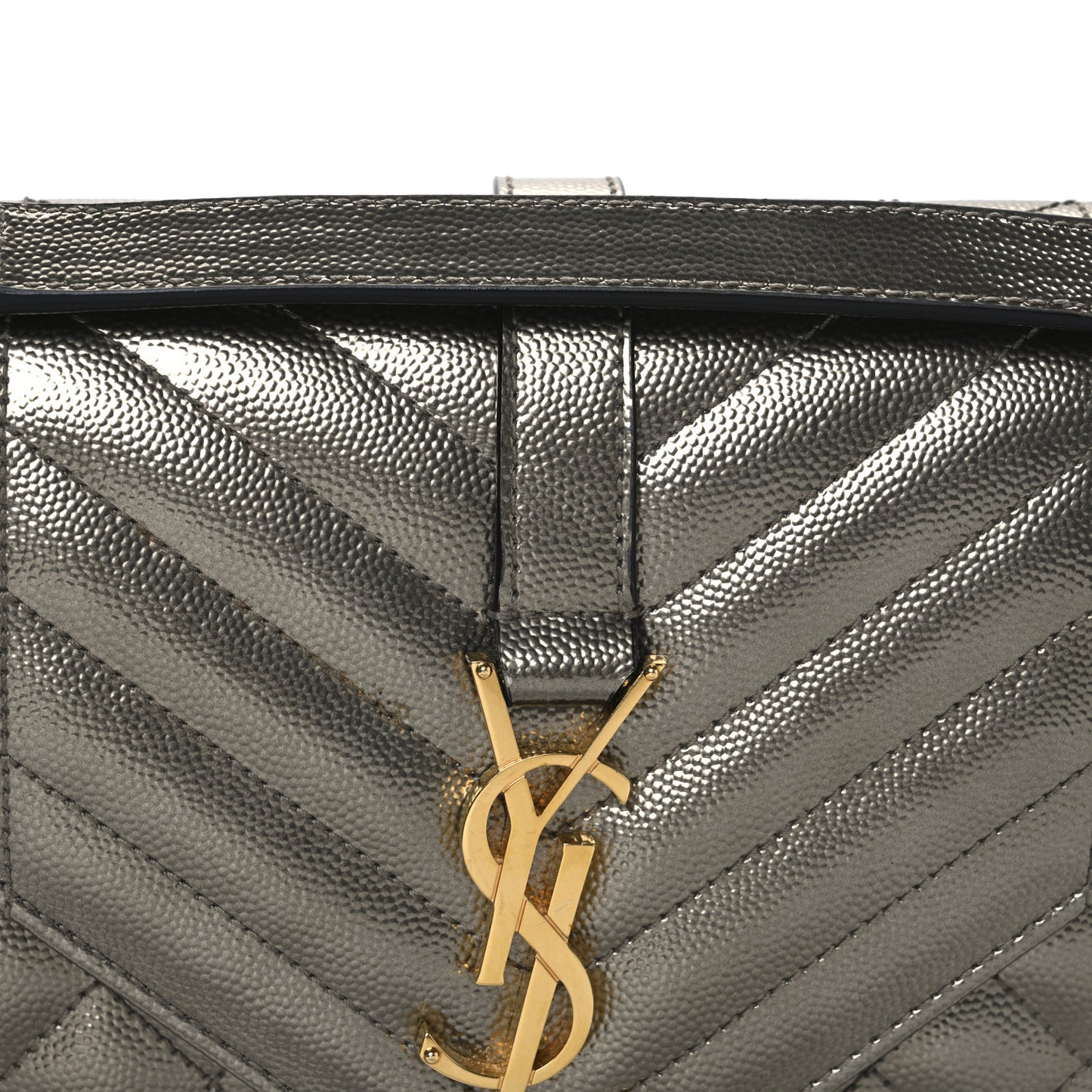 Grain De Poudre Textured Mixed Matelasse Medium Triquilt Monogram Satchel Piombo