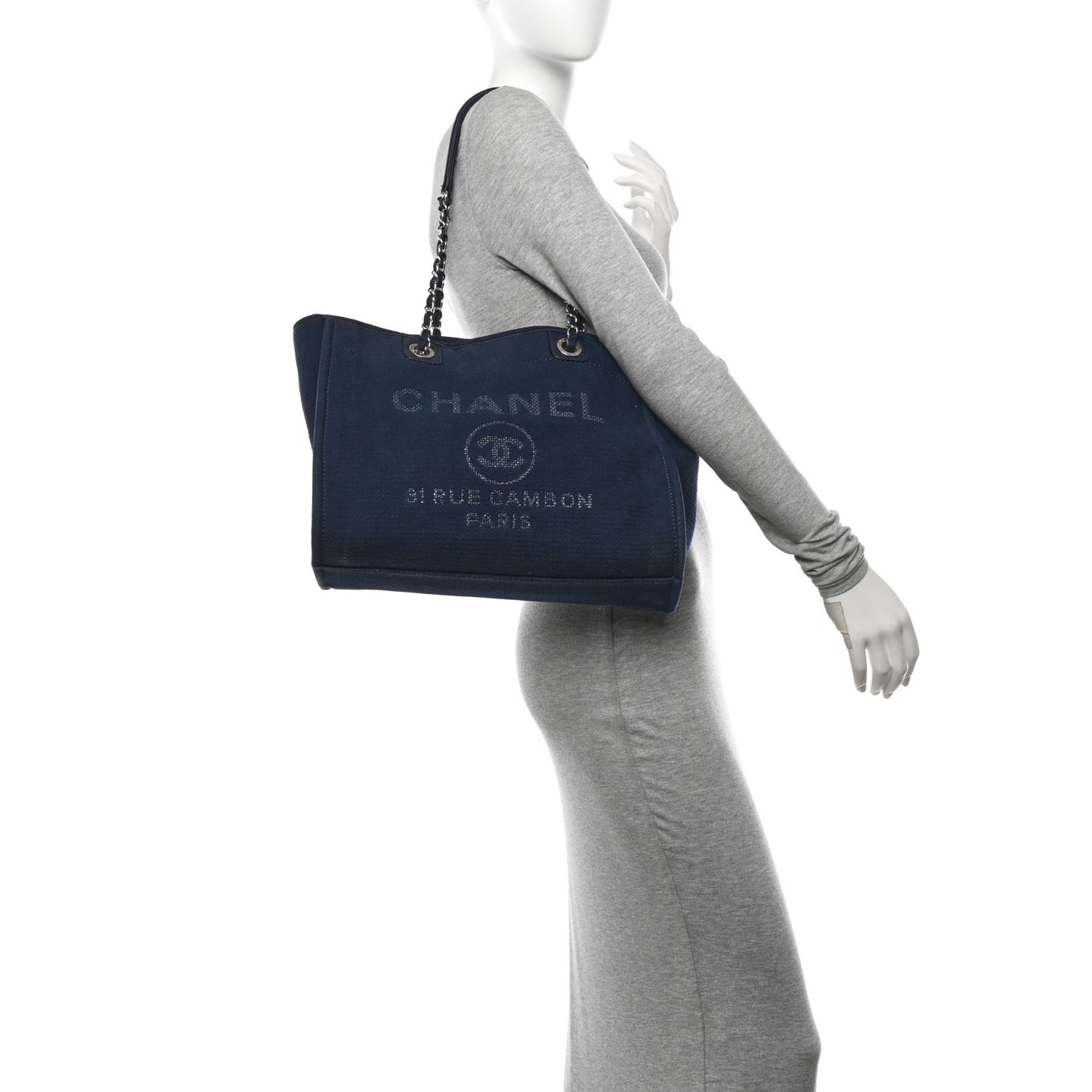 Mixed Fibers Small Deauville Tote Navy Blue