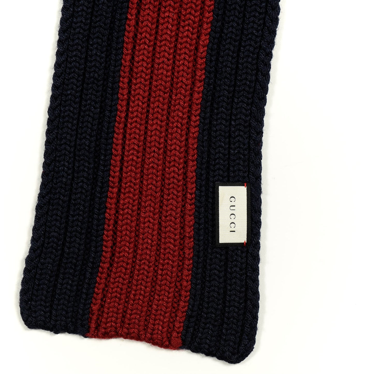 Wool Knit Ribbed Deesa Scarf Navy Red