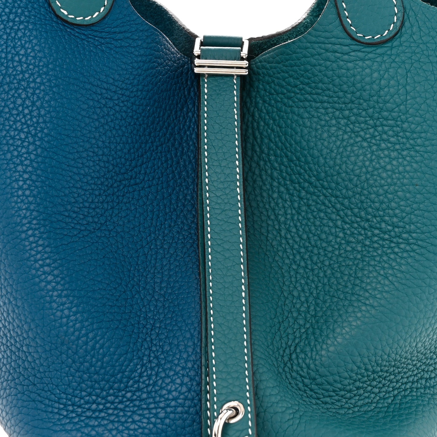 Taurillon Clemence Casaque Picotin Lock 18 PM Vert Bosphore Deep Bleu