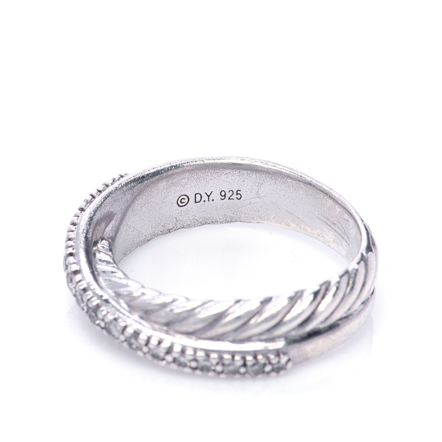 David Yurman Sterling Silver Diamond 5mm Crossover Ring 52 6 5 of 7