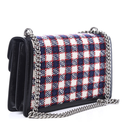 Gucci Vintage Tweed Check Small Dionysus Shoulder Bag White Hibiscus Red Marine 3 of 9