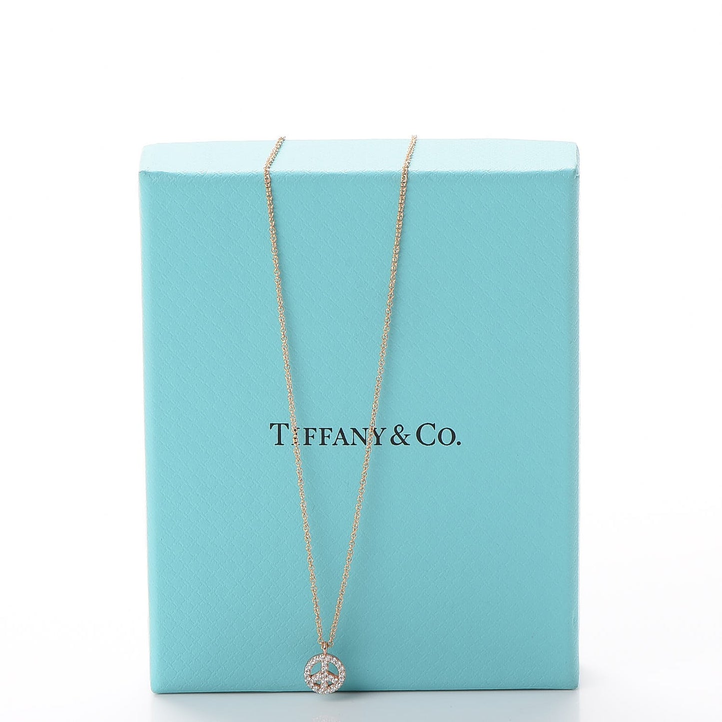 18K Rose Gold Diamond Mini Metro Peace Pendant Necklace